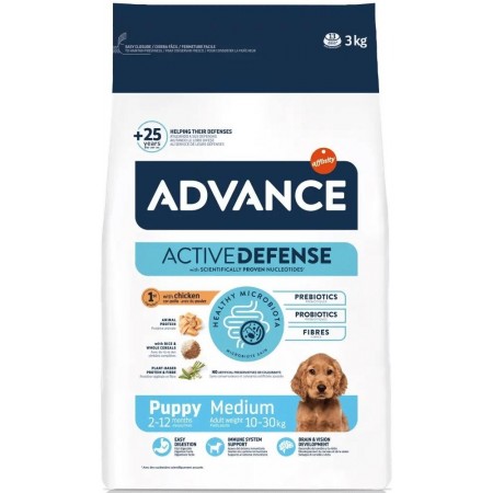 Advance Dog Medium Puppy Chicken and Rice КУРИЦА корм для щенков средних пород 3 кг (507319)